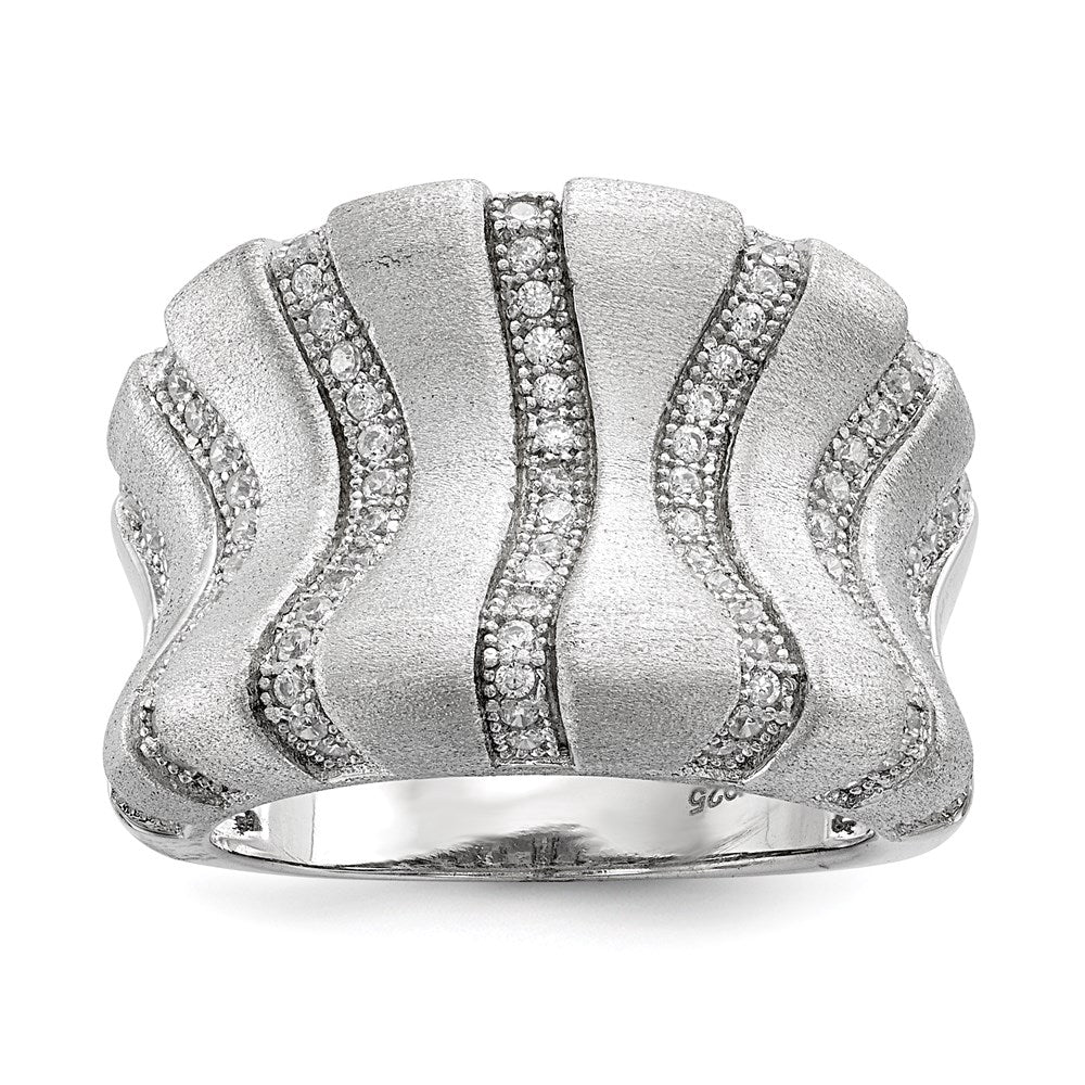 SS Rhodium-Plated CZ Brilliant Embers Ring