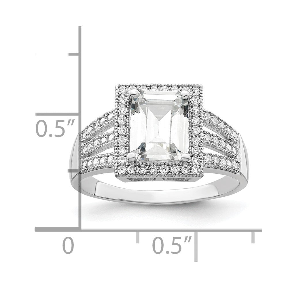 Brilliant Embers Sterling Silver Rhodium-plated 61 Stone Micro PavÇ CZ Ring