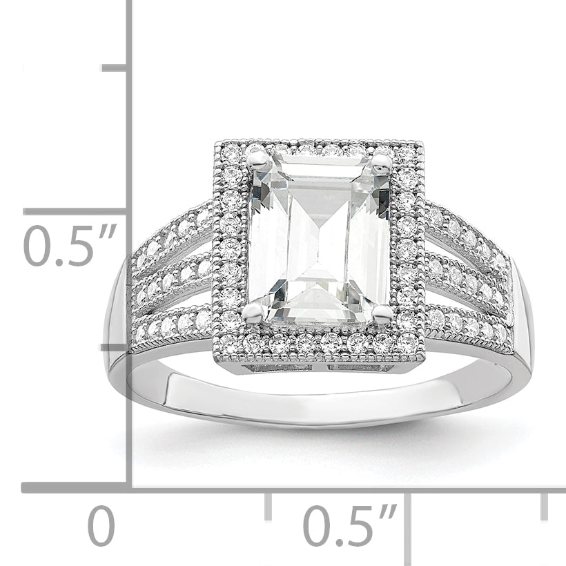 Brilliant Embers Sterling Silver Rhodium-plated 61 Stone Micro PavÇ CZ Ring