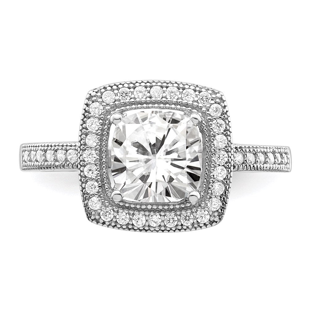 Brilliant Embers Sterling Silver Rhodium-plated 41 Stone Halo Micro PavÇ CZ Ring