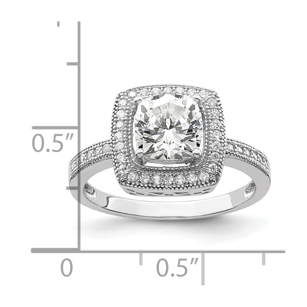 Brilliant Embers Sterling Silver Rhodium-plated 41 Stone Halo Micro PavÇ CZ Ring