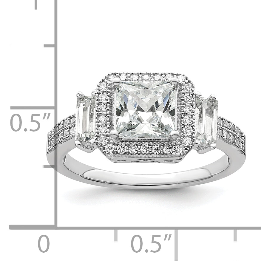 Brilliant Embers Sterling Silver Rhodium-plated 51 Stone Micro PavÇ CZ Ring