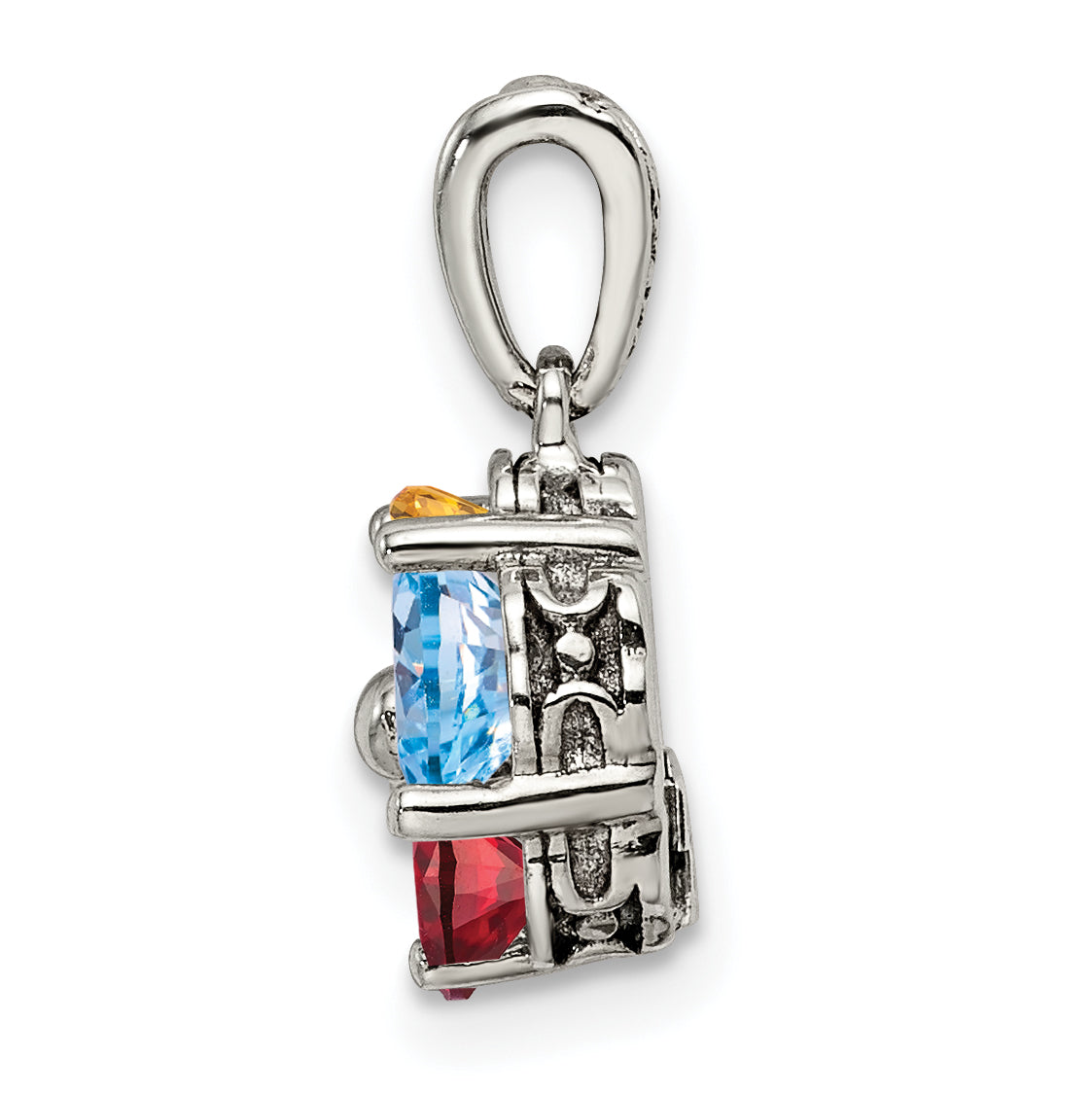 Sterling Silver Antiqued w/14k 5-stone Mother's Pendant Mounting