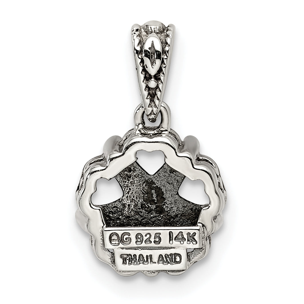 Sterling Silver Antiqued w/14k 5-stone Mother's Pendant Mounting