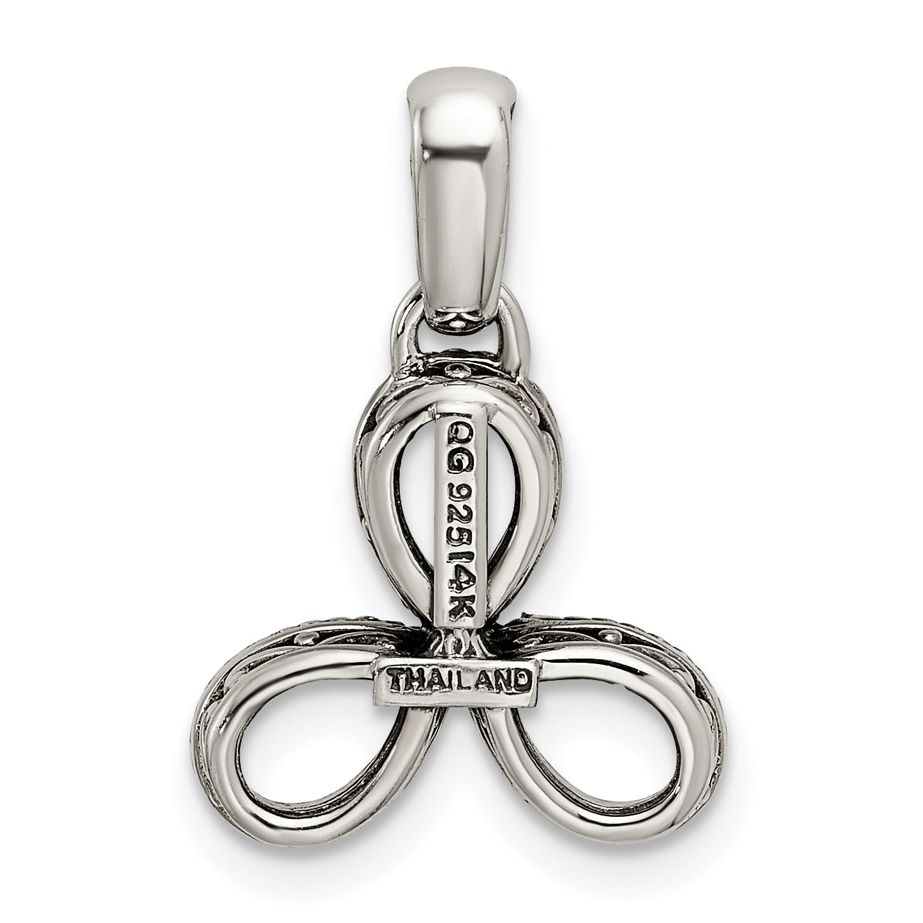 Sterling Silver Antiqued w/14k 3-stone w/Diamond Mother's Pendant