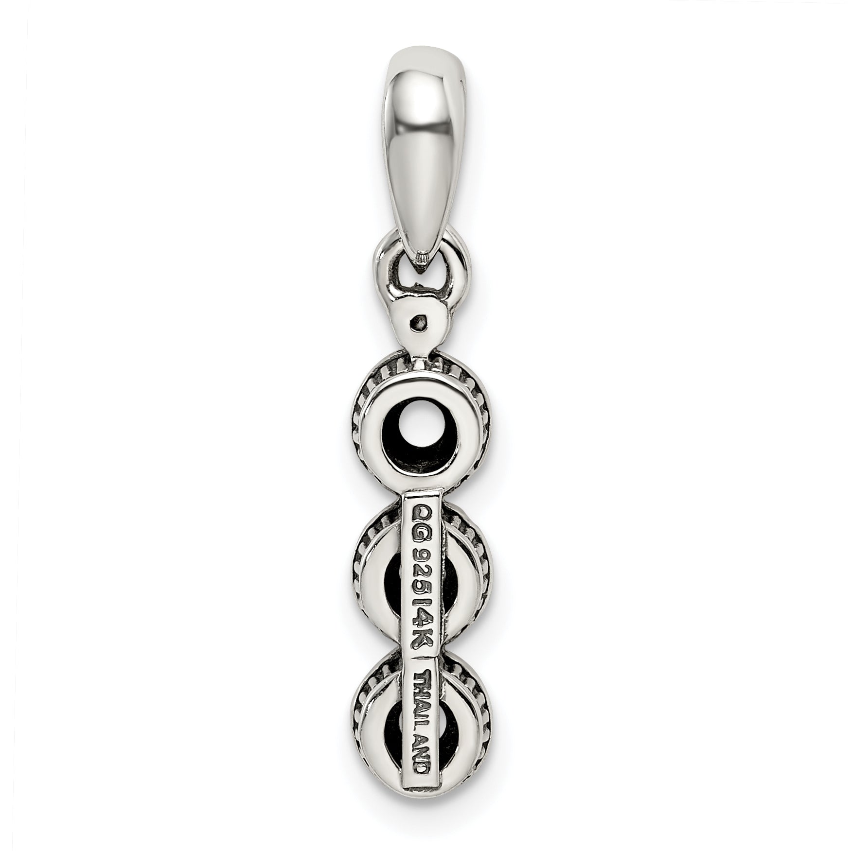 Sterling Silver Antiqued w/14k 3-stone w/Diamond Mothers Pendant Semi-Mount