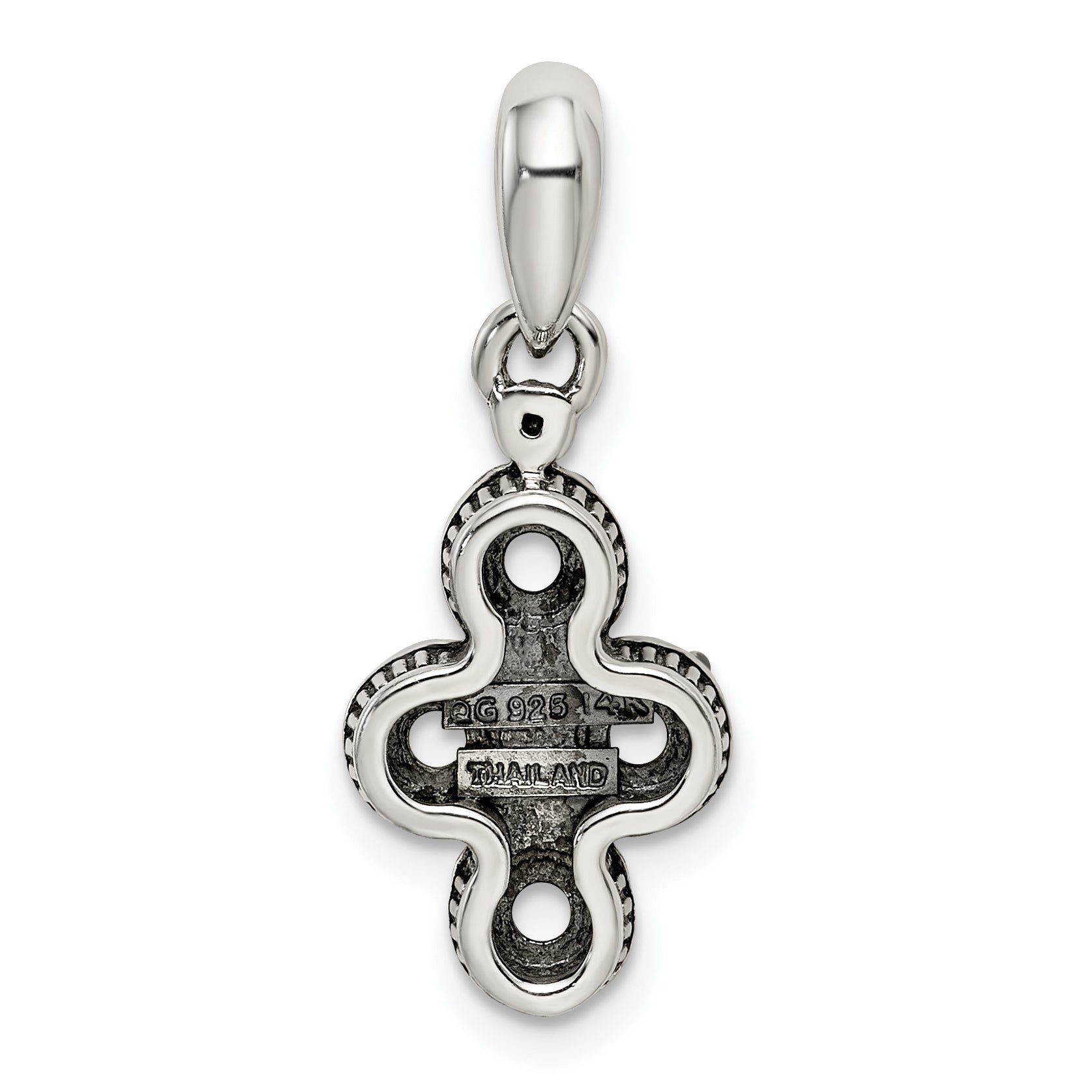 Sterling Silver Antiqued w/14k 4-stone w/Diamond Mother's Pendant