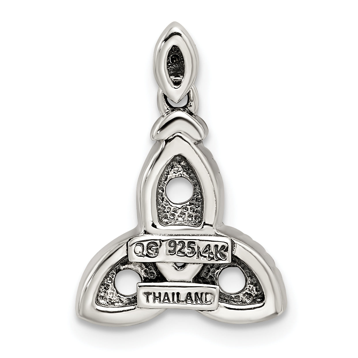 Sterling Silver Antiqued w/14k 3-stone w/Diamond Mothers Pendant Semi-Mount