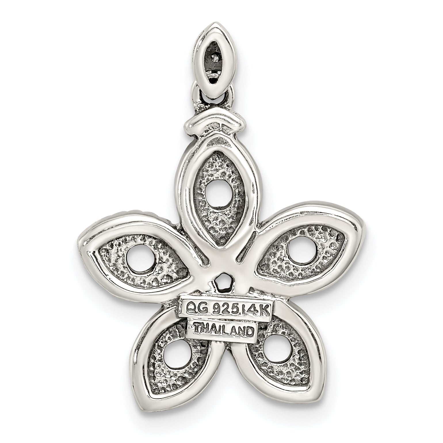 Sterling Silver Antiqued w/14k 5-stone w/Diamond Mother's Pendant