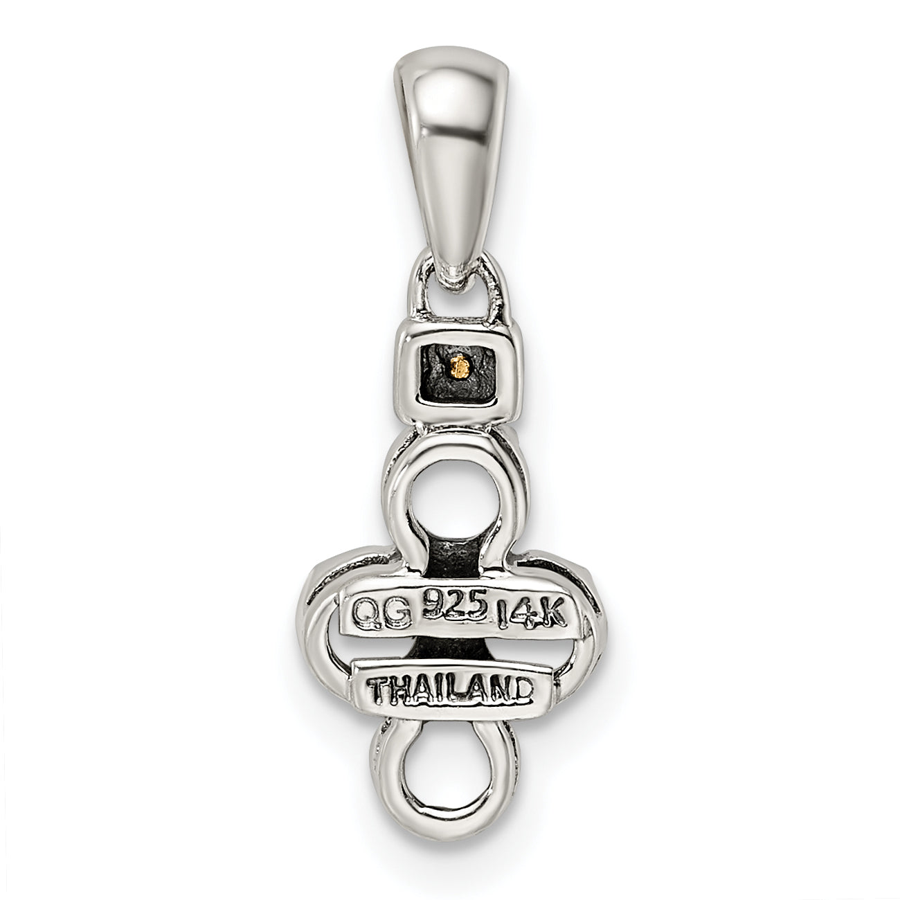 Sterling Silver Antiqued w/14k 4-stone w/Diamond Mothers Pendant Semi-Mount