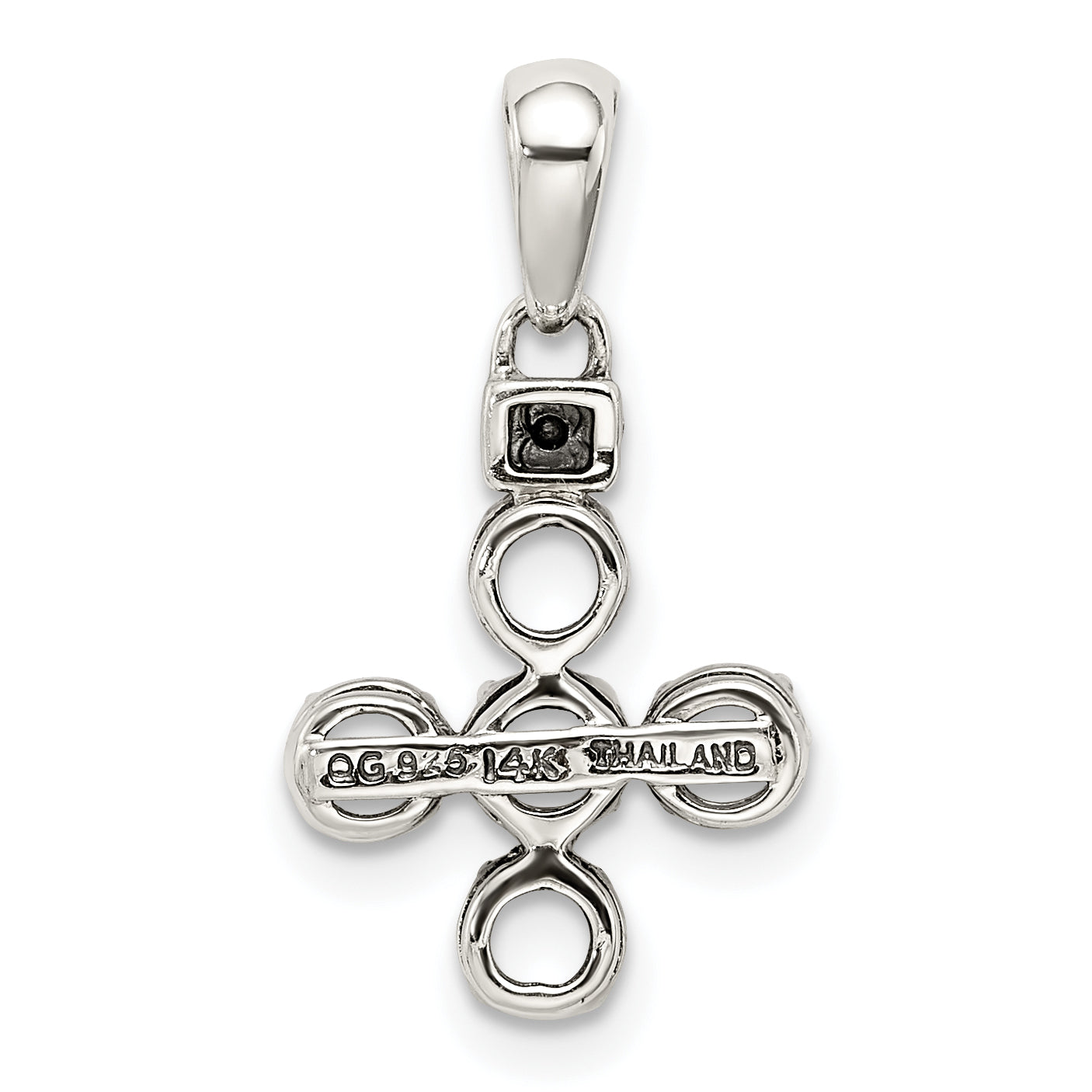 Sterling Silver Antiqued w/14k 5-stone w/Diamond Mothers Pendant Semi-Mount