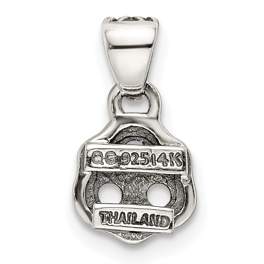 Sterling Silver Antiqued w/14k 3-stone w/Diamond Mother's Pendant