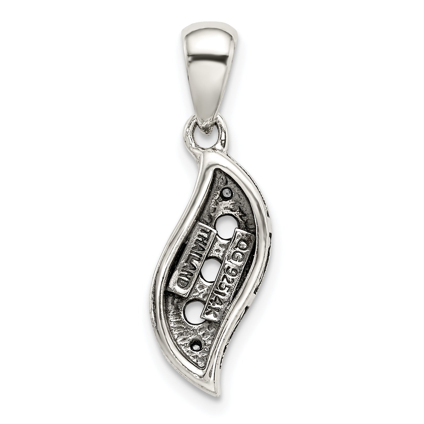 Sterling Silver Antiqued w/14k 3-stone w/Diamond Mother's Pendant