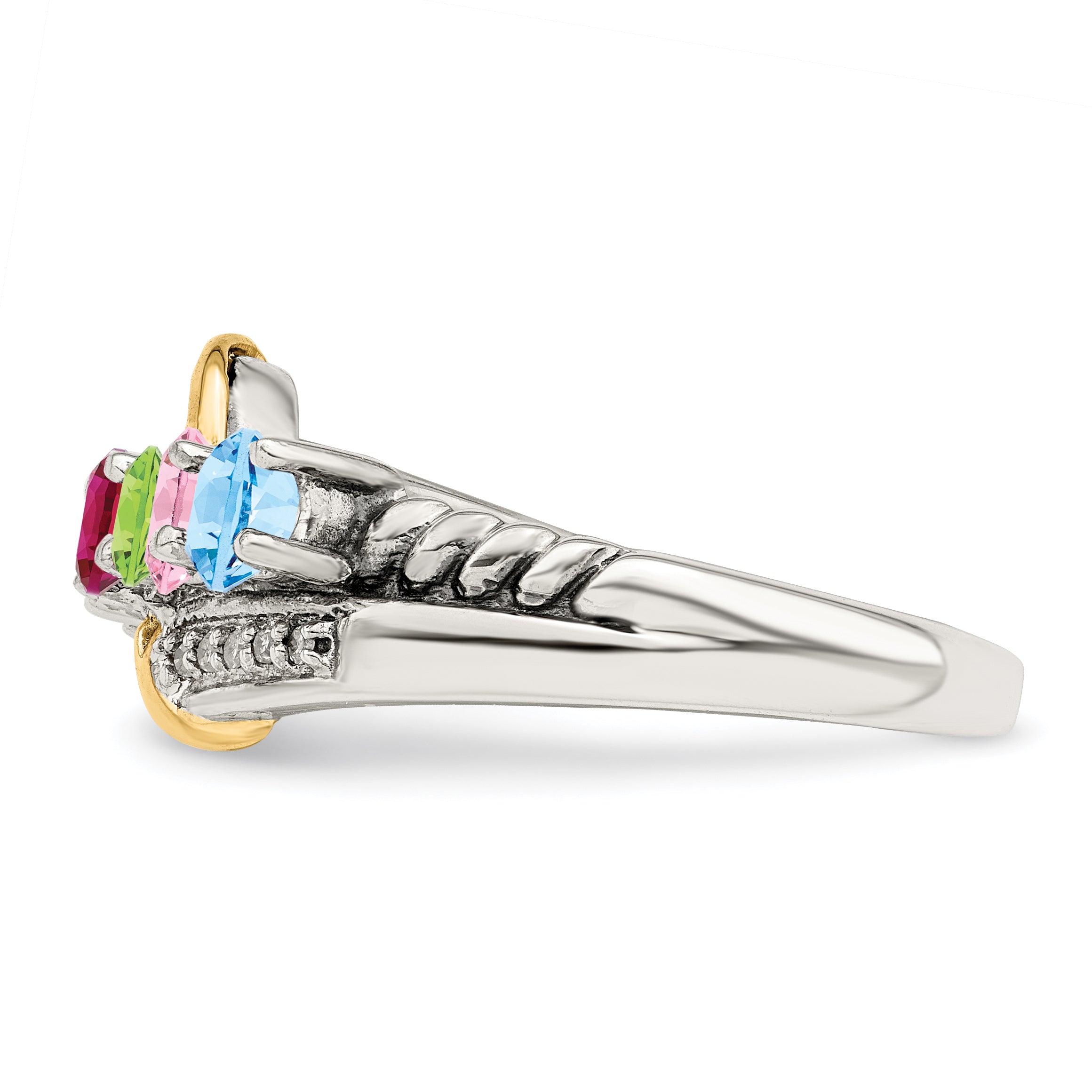 Sterling Silver & 14K Five-Stone And Diamond Mother'S Ring Semi-Mount Qmr37/5