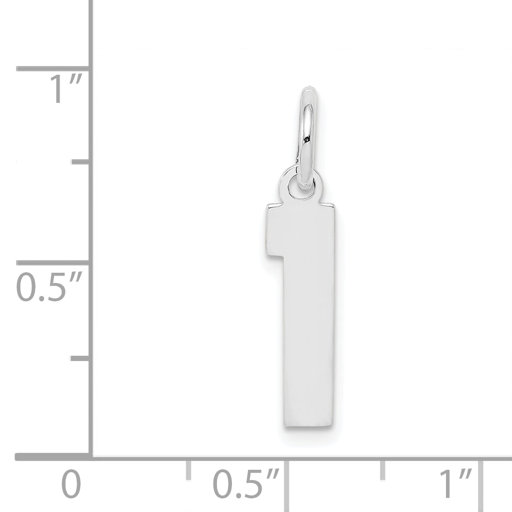 Sterling Silver/Rhodium-plated Polished Number 1 Charm