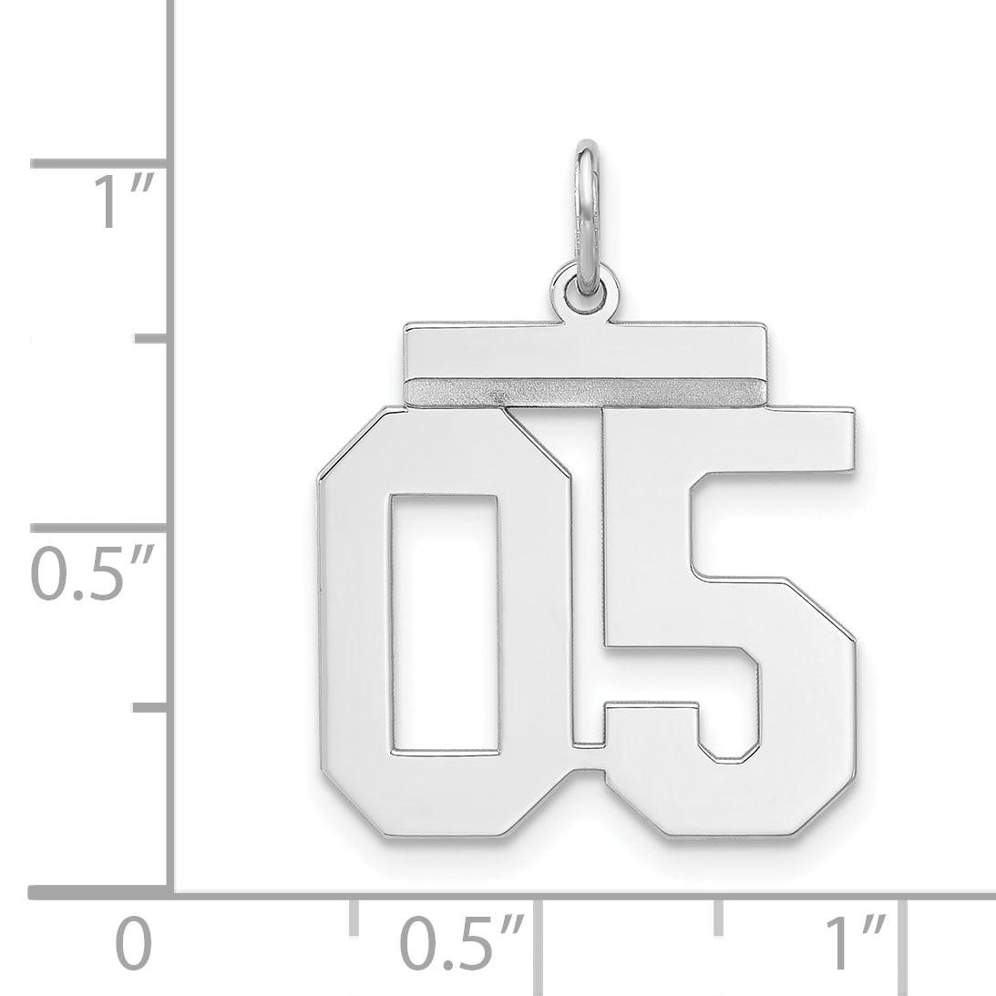 Sterling Silver Polished Medium Number 05 w/ Top Charm