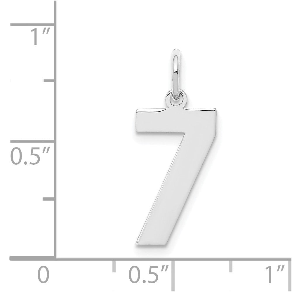 Sterling Silver/Rhodium-plated Polished Number 7 Charm