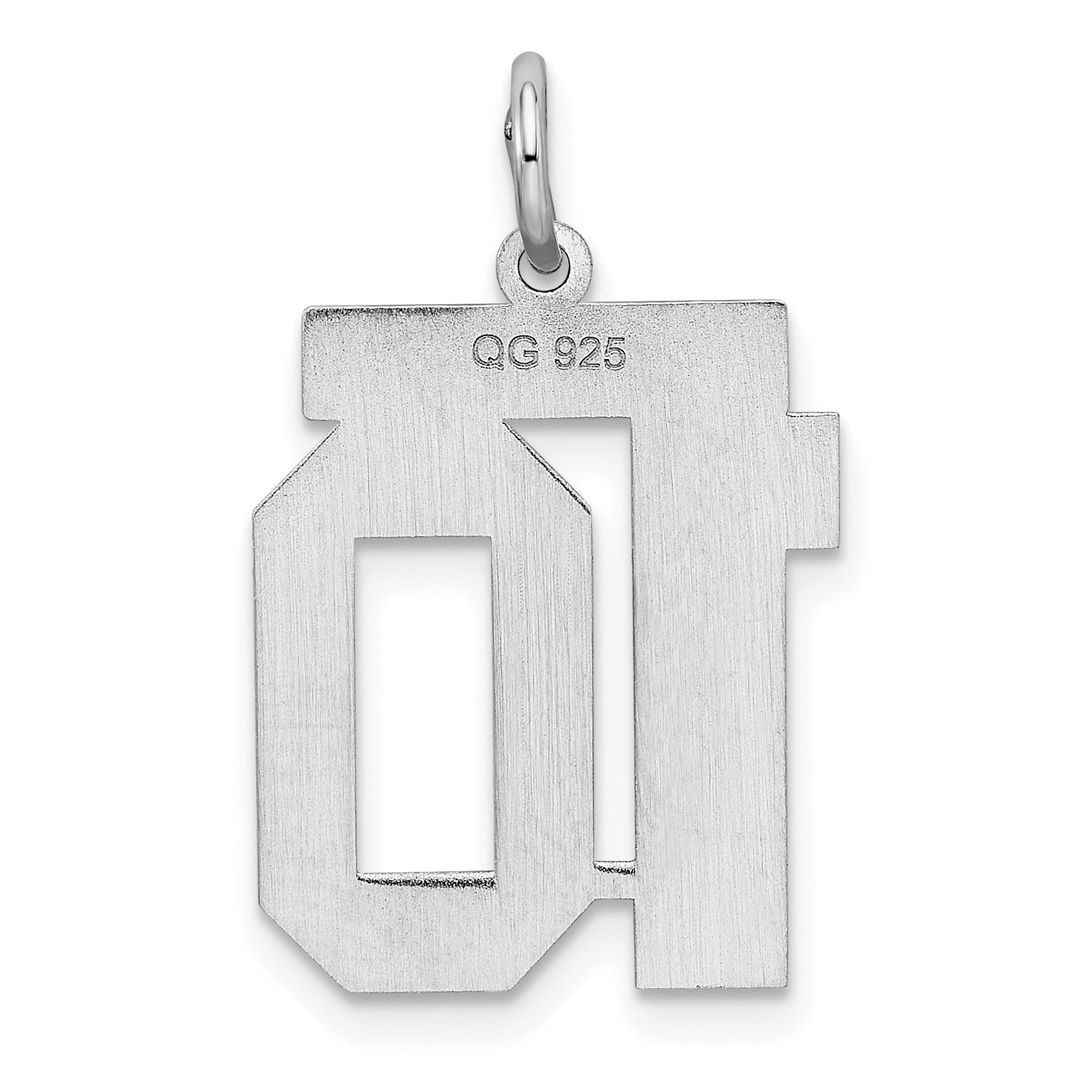 Sterling/Silver Rhodium-plated Polished Number 10 Charm
