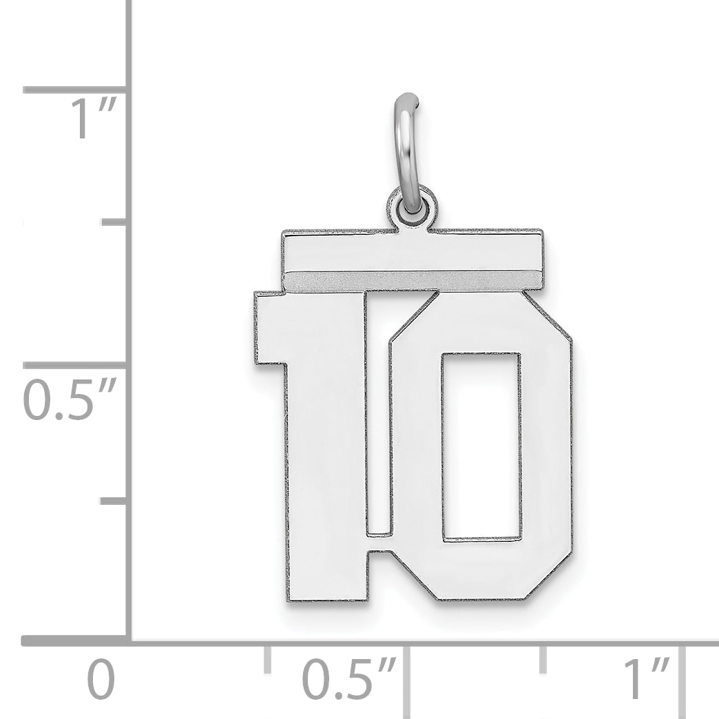 Sterling/Silver Rhodium-plated Polished Number 10 Charm