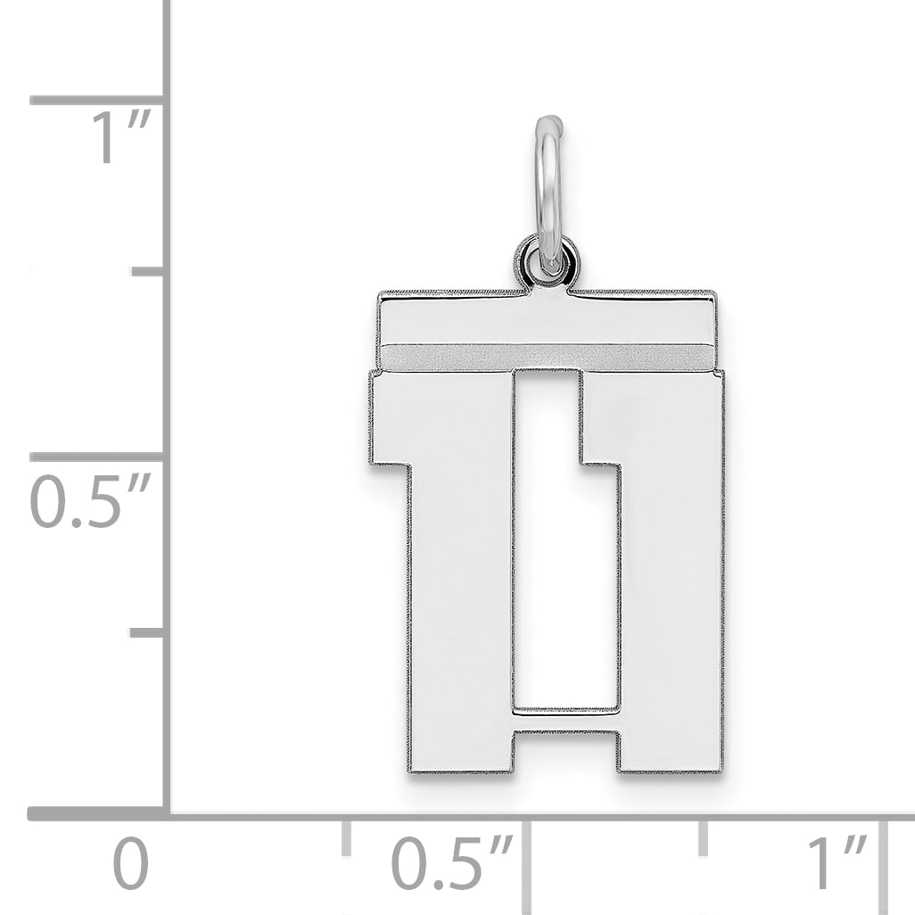 Sterling/Silver Rhodium-plated Polished Number 11 Charm