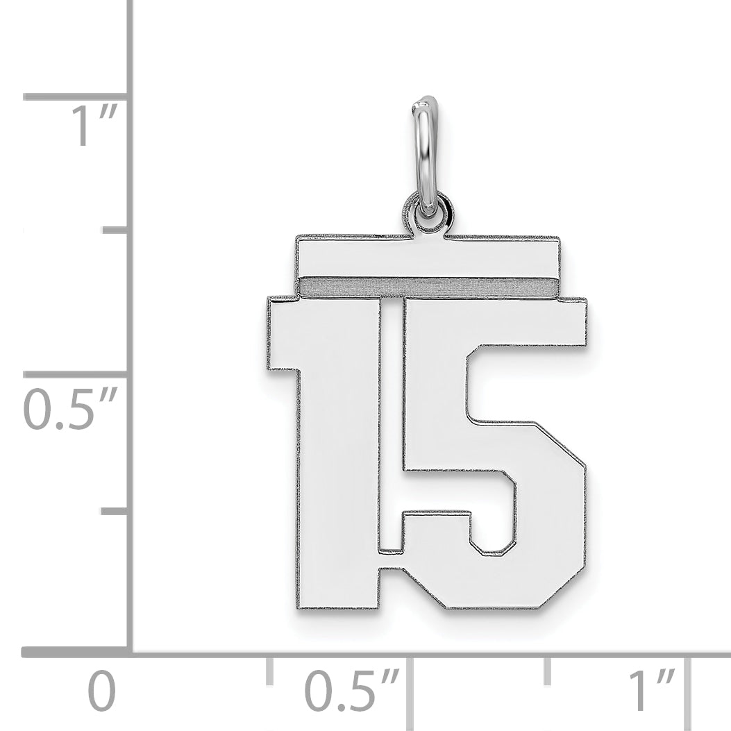 Sterling/Silver Rhodium-plated Polished Number 15 Charm