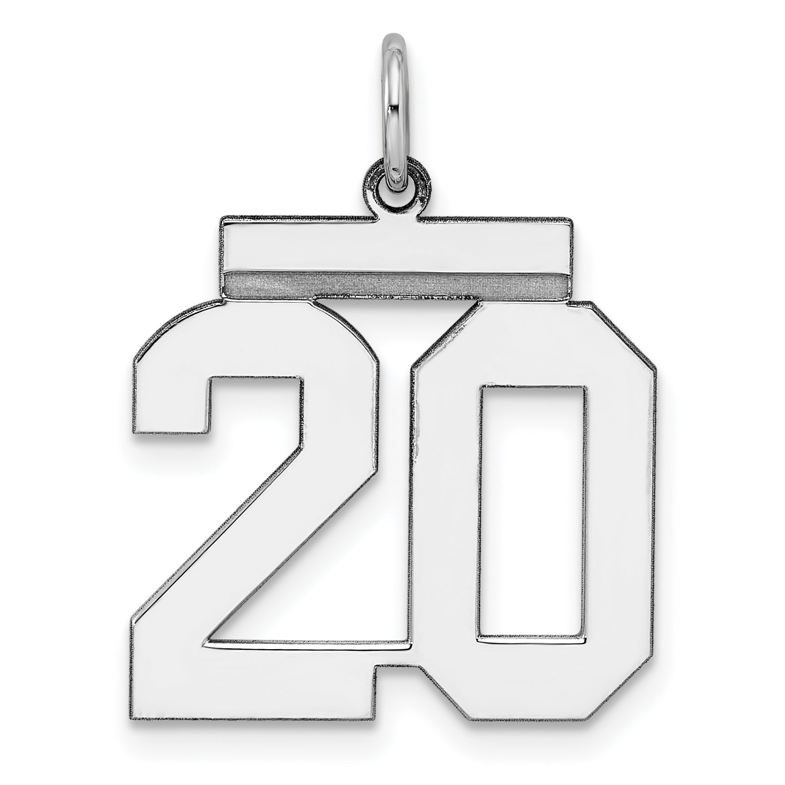 Sterling/Silver Rhodium-plated Polished Number 20 Charm