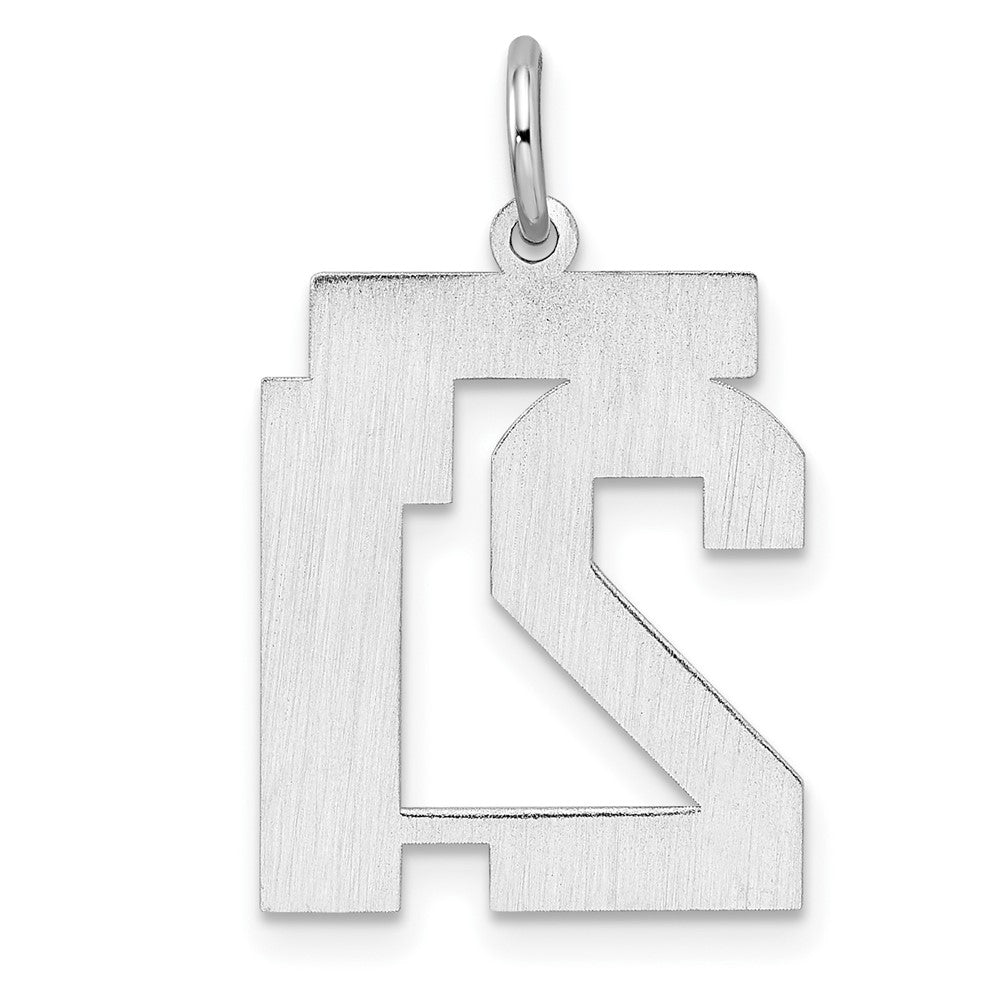 Sterling/Silver Rhodium-plated Polished Number 21 Charm