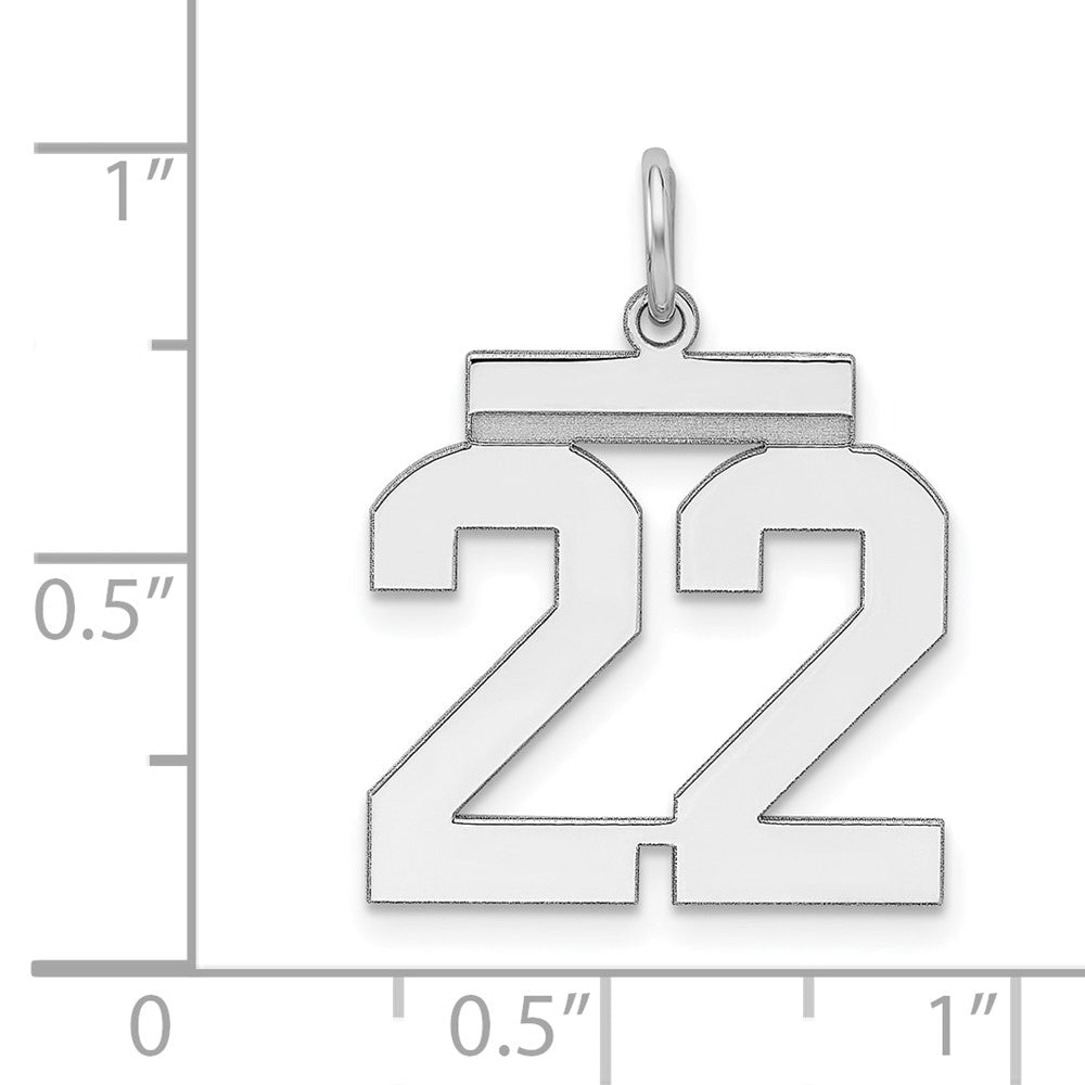 Sterling/Silver Rhodium-plated Polished Number 22 Charm