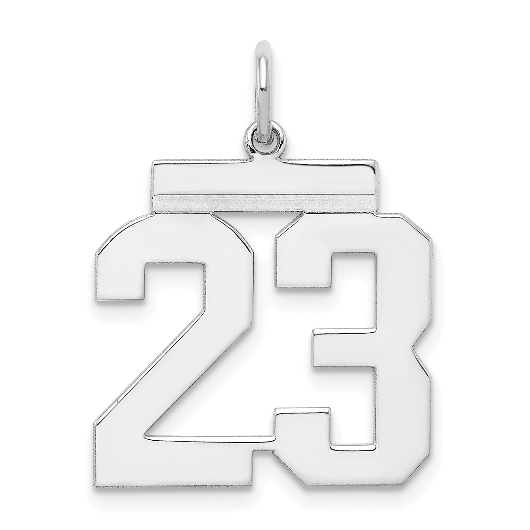 Sterling Silver/Rhodium-plated Polished Number 23 Charm