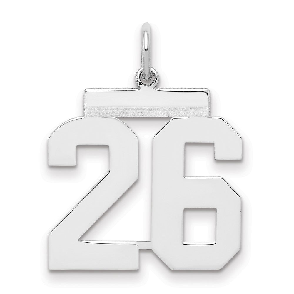 Sterling/Silver Rhodium-plated Polished Number 26 Charm