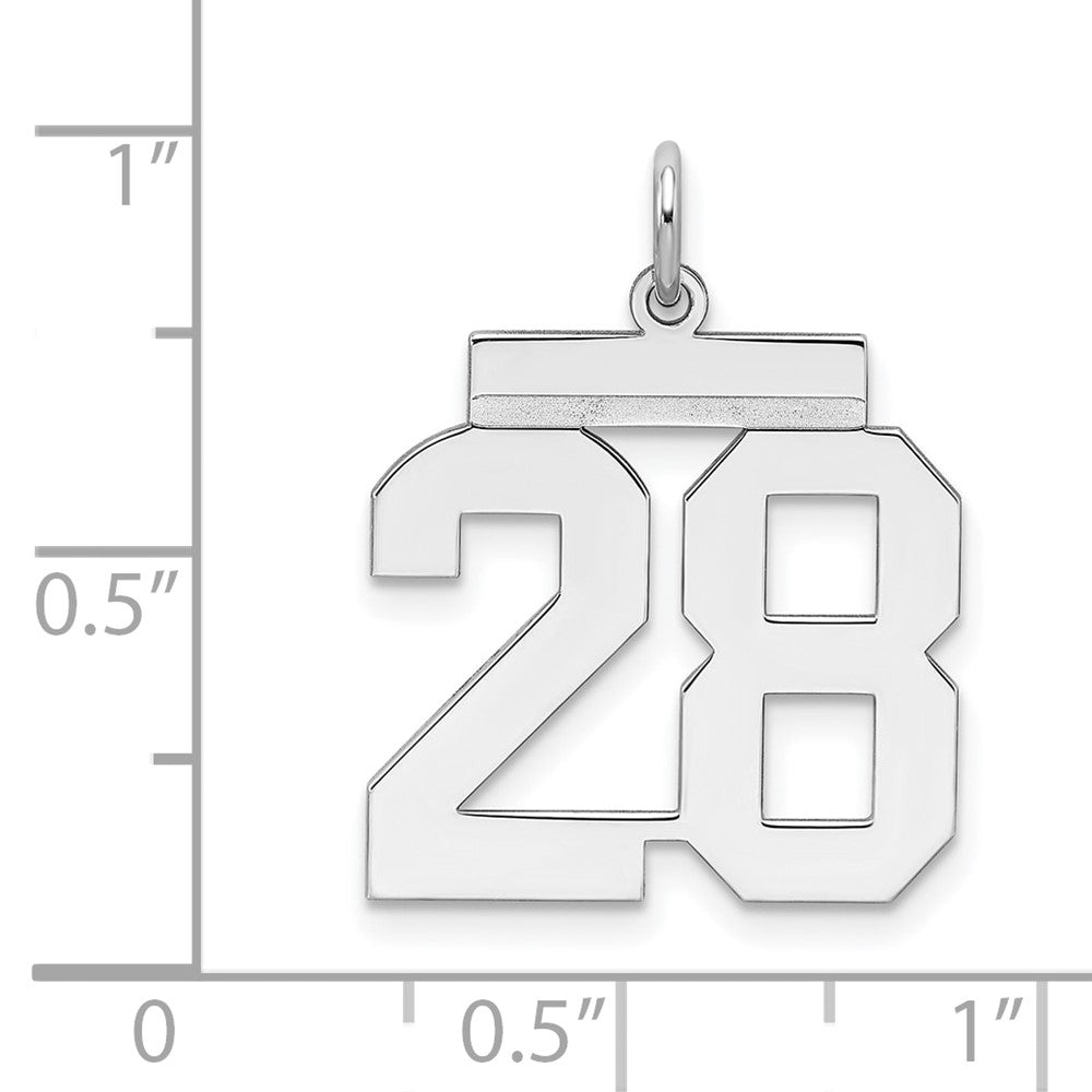 Sterling/Silver Rhodium-plated Polished Number 28 Charm