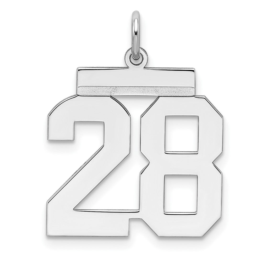 Sterling/Silver Rhodium-plated Polished Number 28 Charm