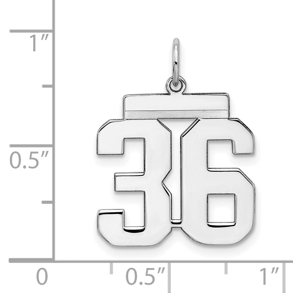 Sterling/Silver Rhodium-plated Polished Number 36 Charm
