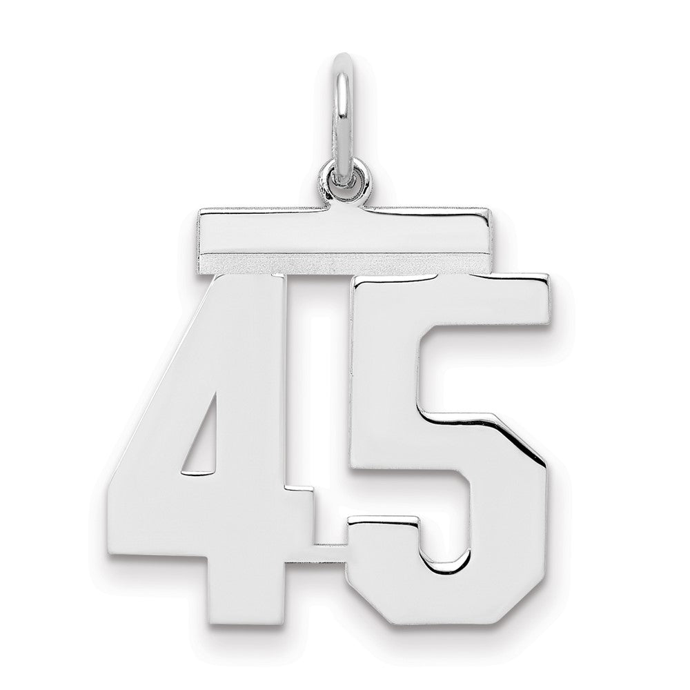 Sterling/Silver Rhodium-plated Polished Number 45 Charm