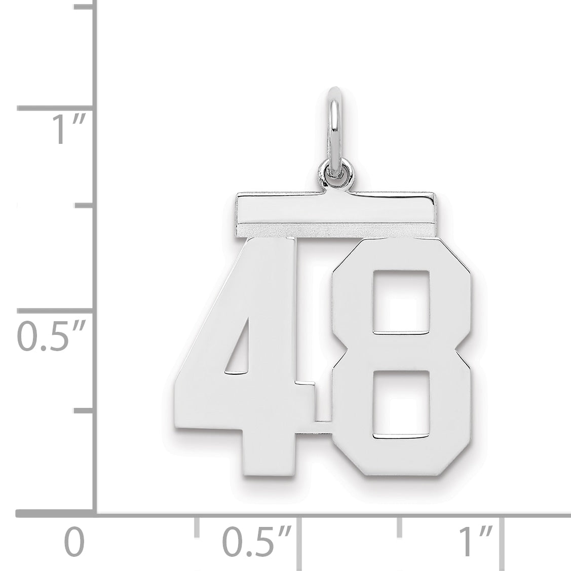 Sterling/Silver Rhodium-plated Polished Number 48 Charm