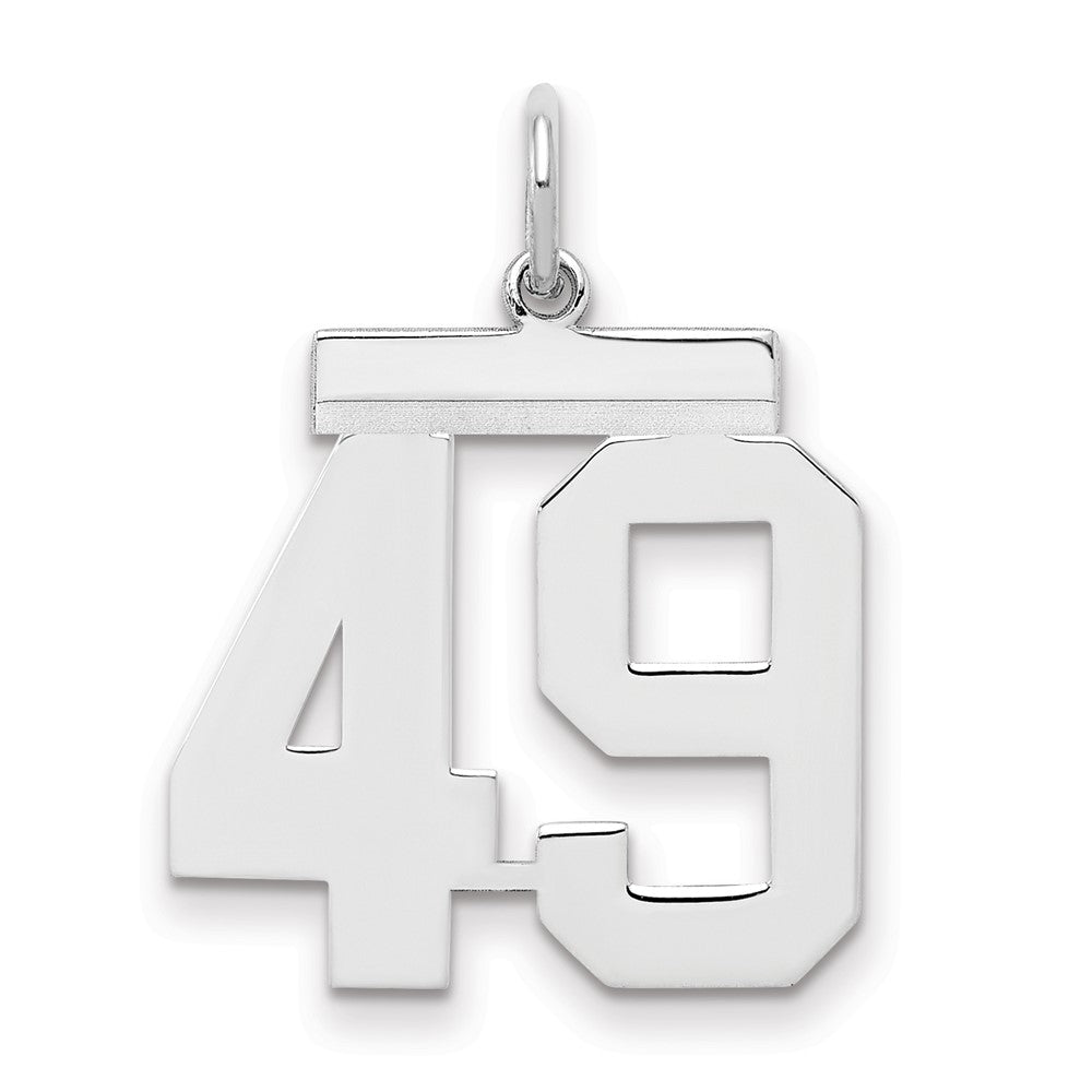 Sterling/Silver Rhodium-plated Polished Number 49 Charm
