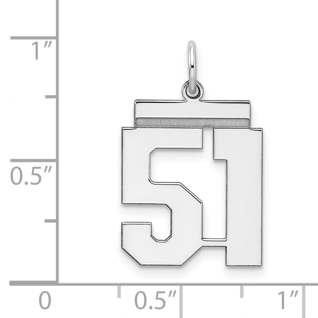 Sterling/Silver Rhodium-plated Polished Number 51 Charm