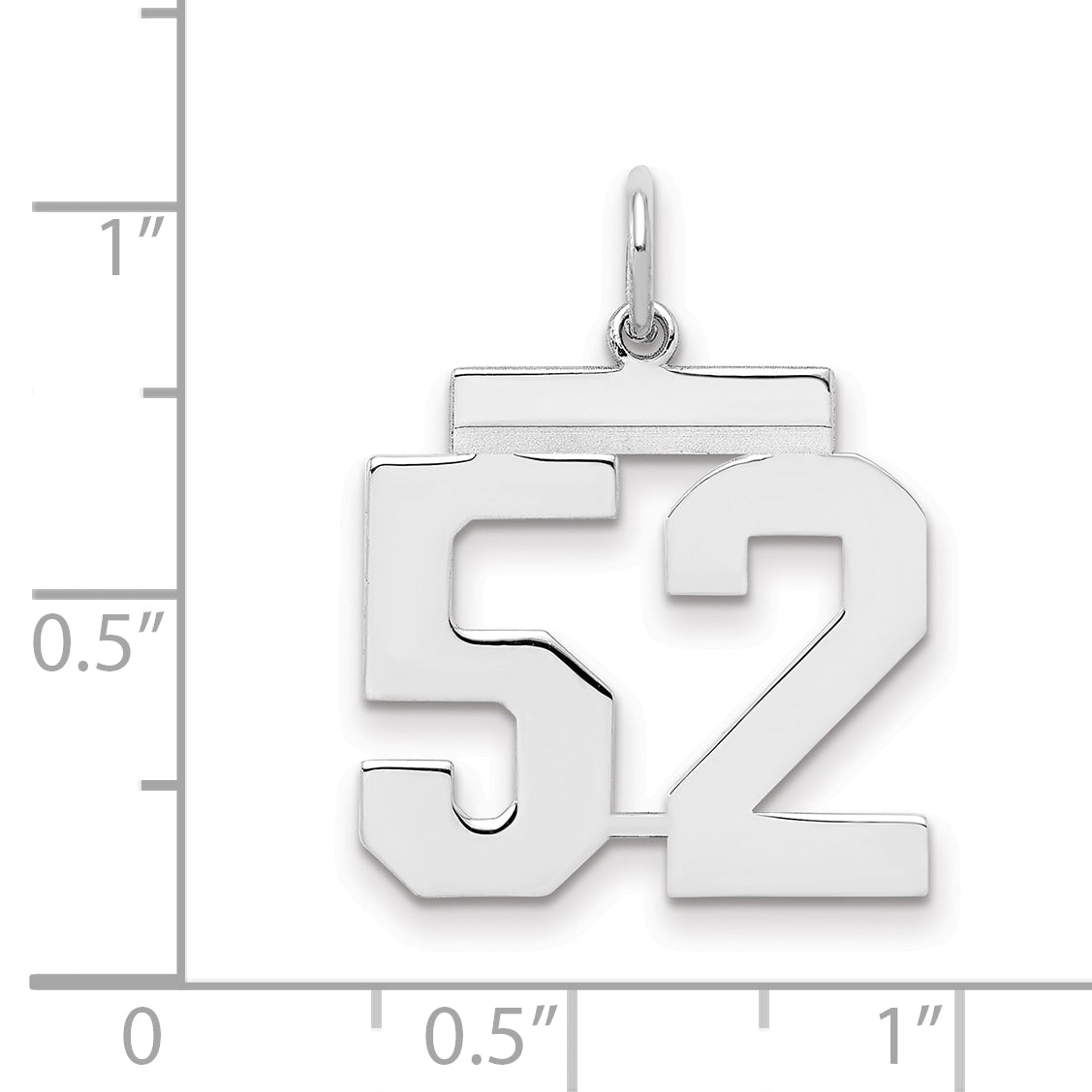 Sterling/Silver Rhodium-plated Polished Number 52 Charm