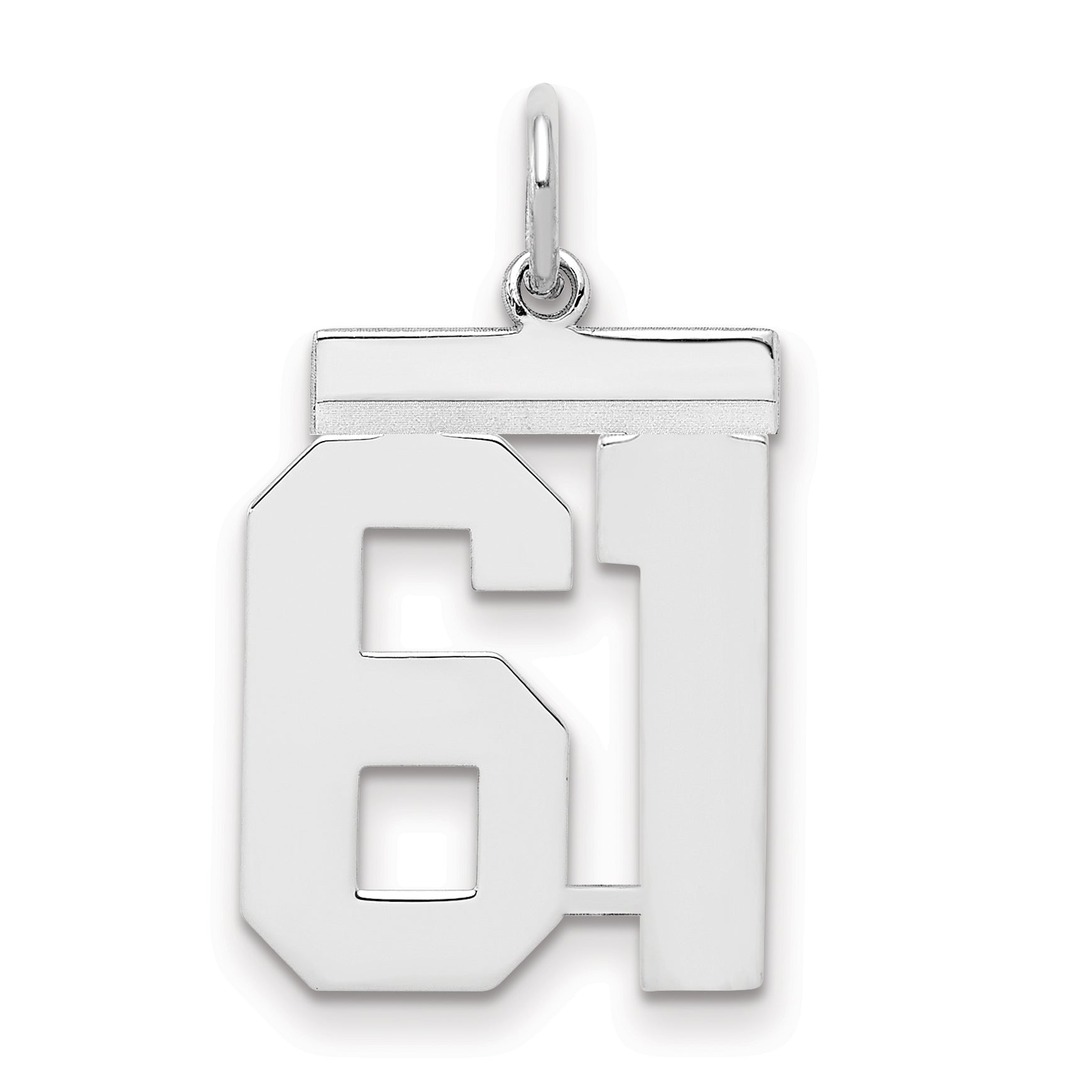 Sterling/Silver Rhodium-plated Polished Number 61 Charm