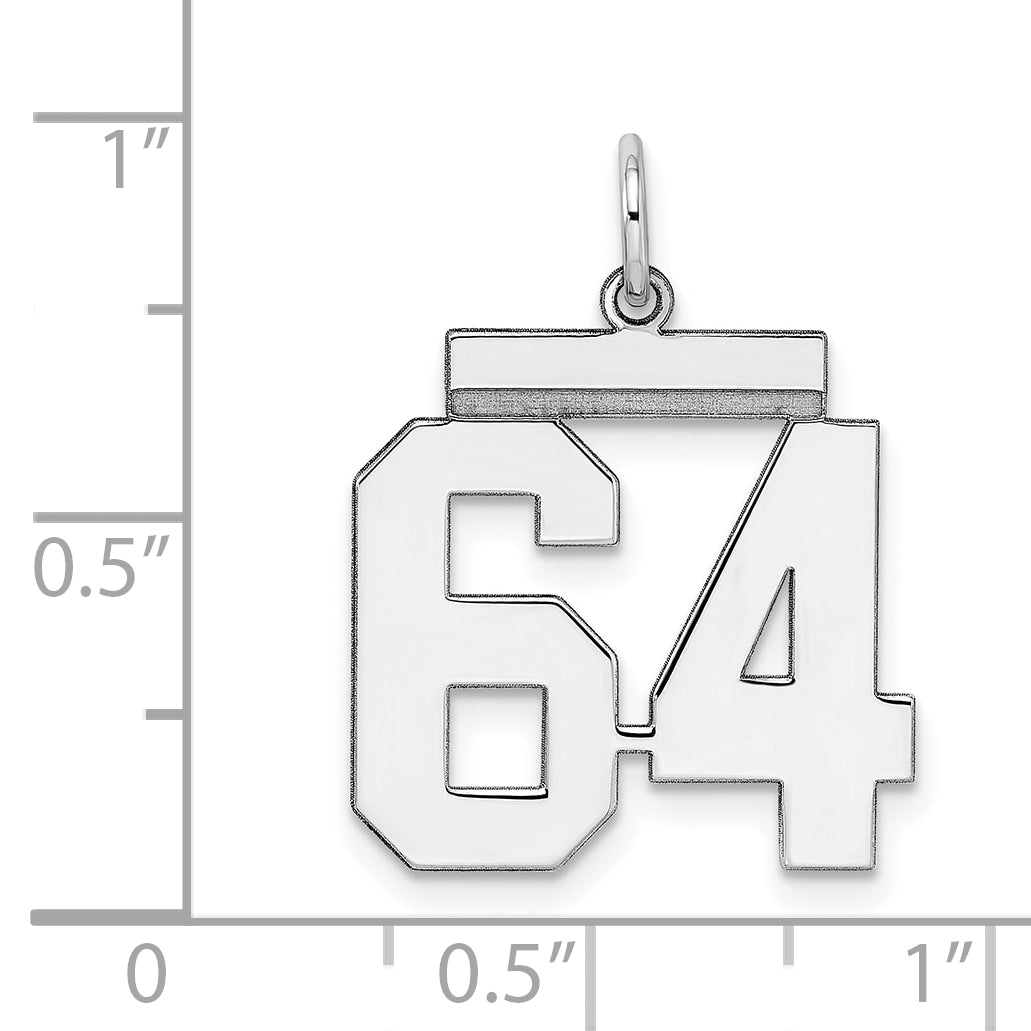 Sterling/Silver Rhodium-plated Polished Number 64 Charm