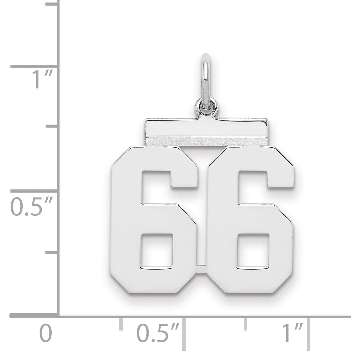 Sterling/Silver Rhodium-plated Polished Number 66 Charm