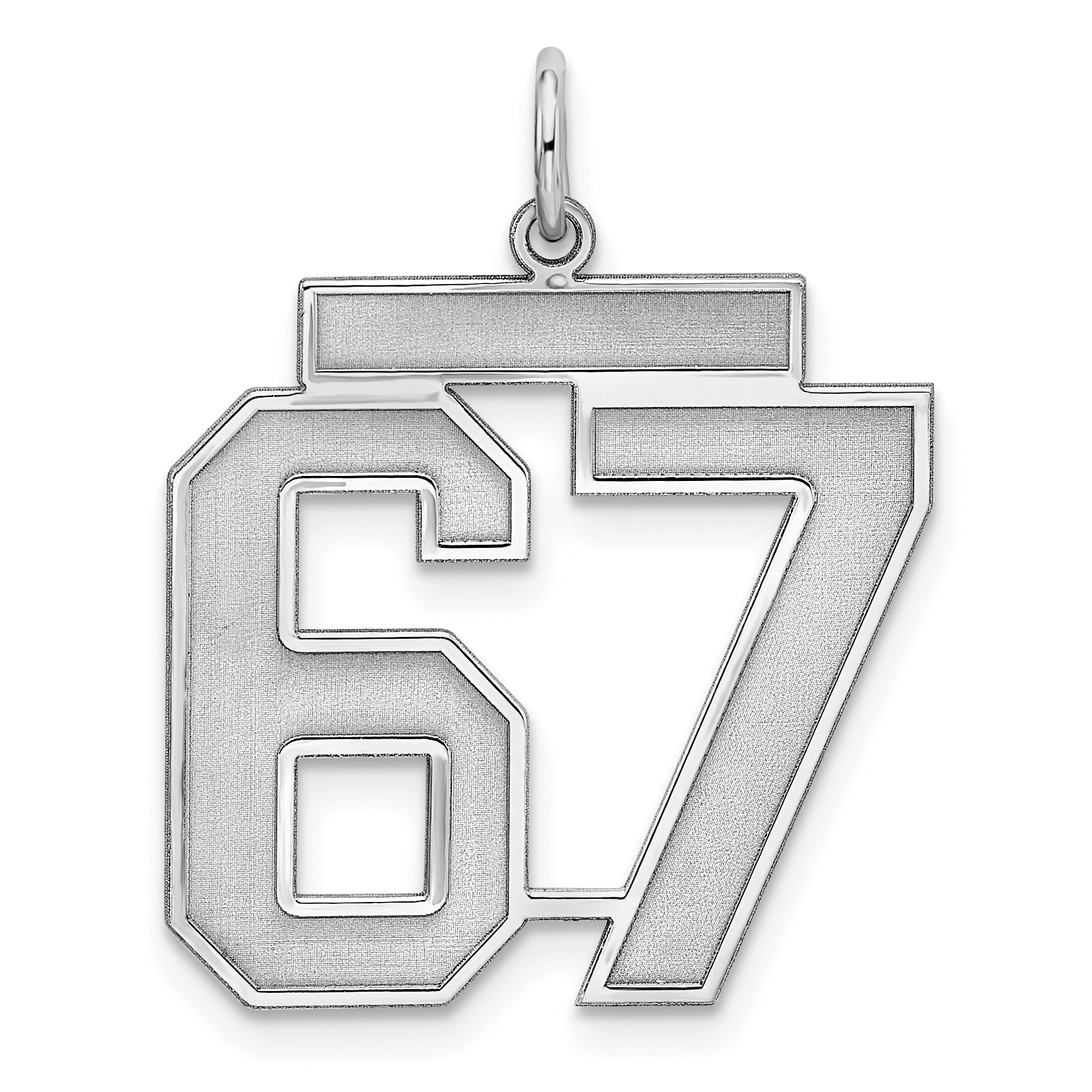 Sterling/Silver Rhodium-plated Polished Number 67 Charm