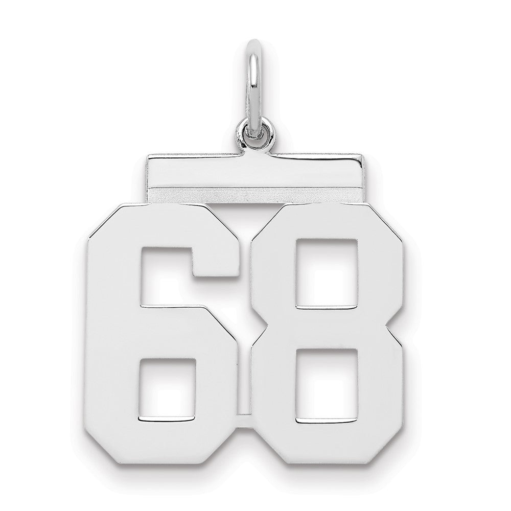 Sterling/Silver Rhodium-plated Polished Number 68 Charm