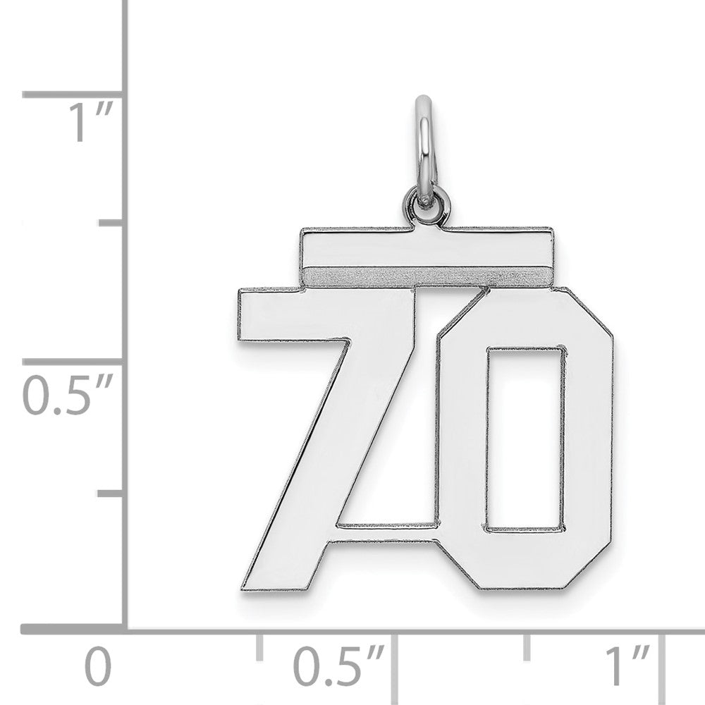 Sterling/Silver Rhodium-plated Polished Number 70 Charm