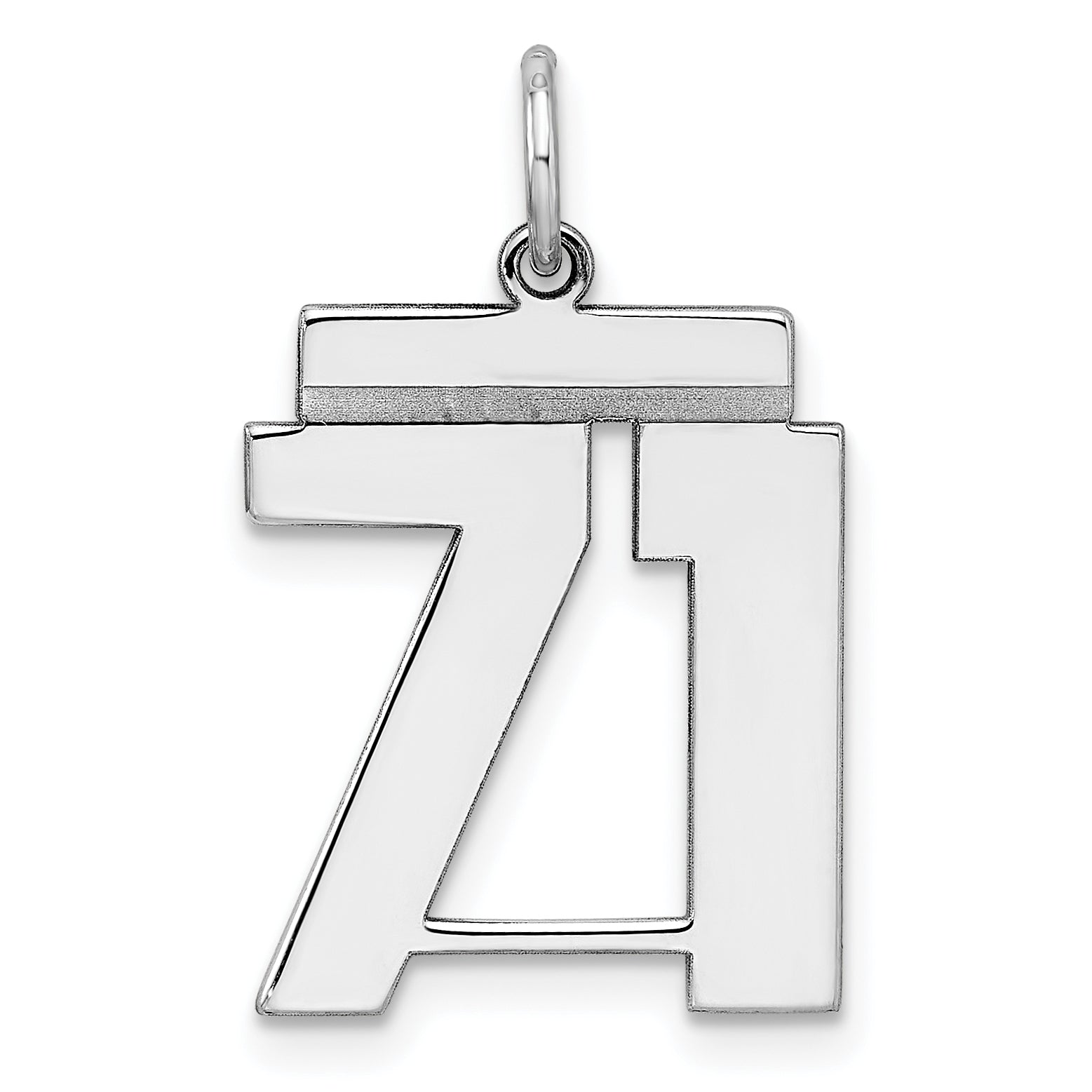 Sterling/Silver Rhodium-plated Polished Number 71 Charm