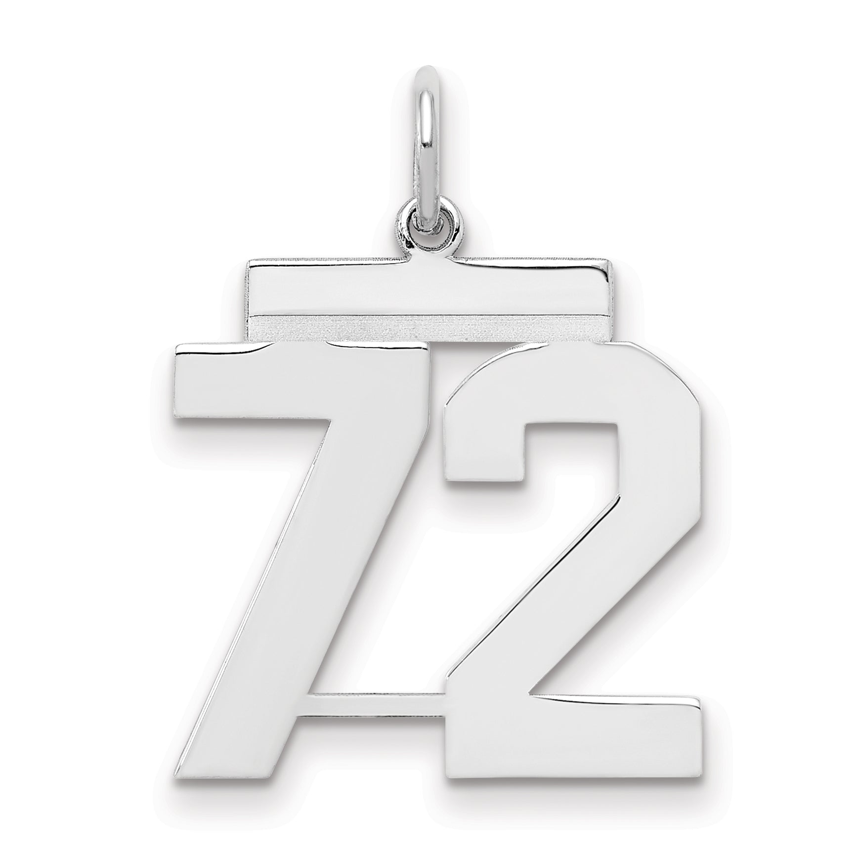 Sterling/Silver Rhodium-plated Polished Number 72 Charm