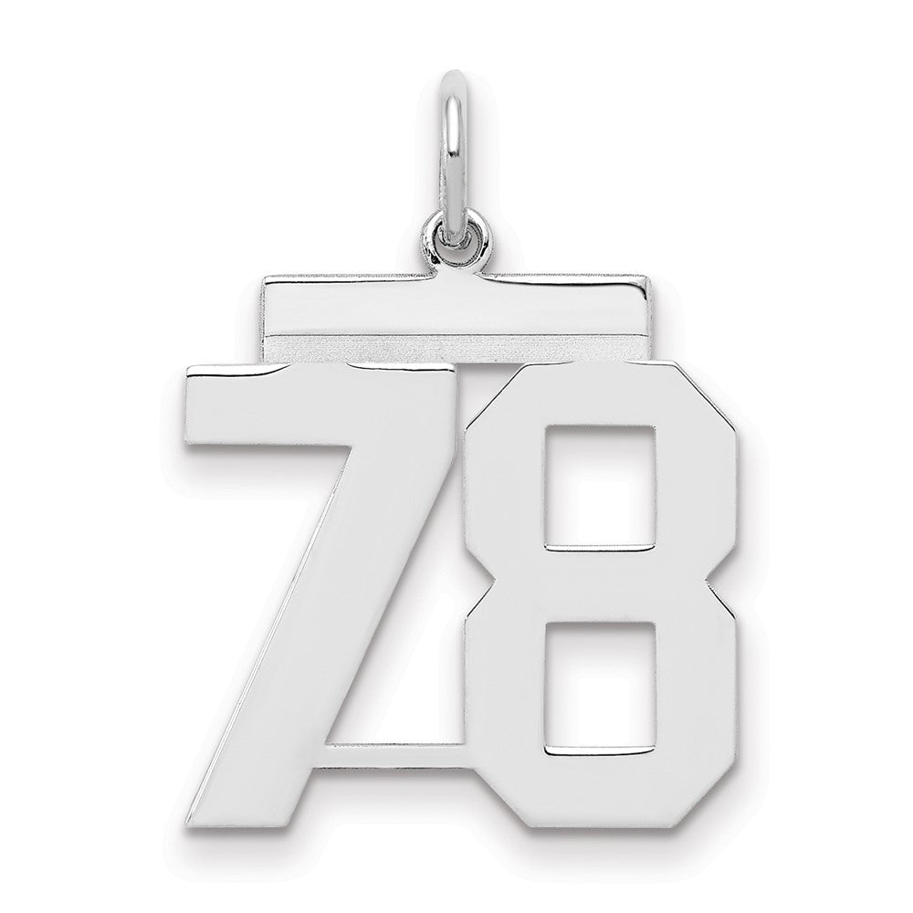 Sterling/Silver Rhodium-plated Polished Number 78 Charm