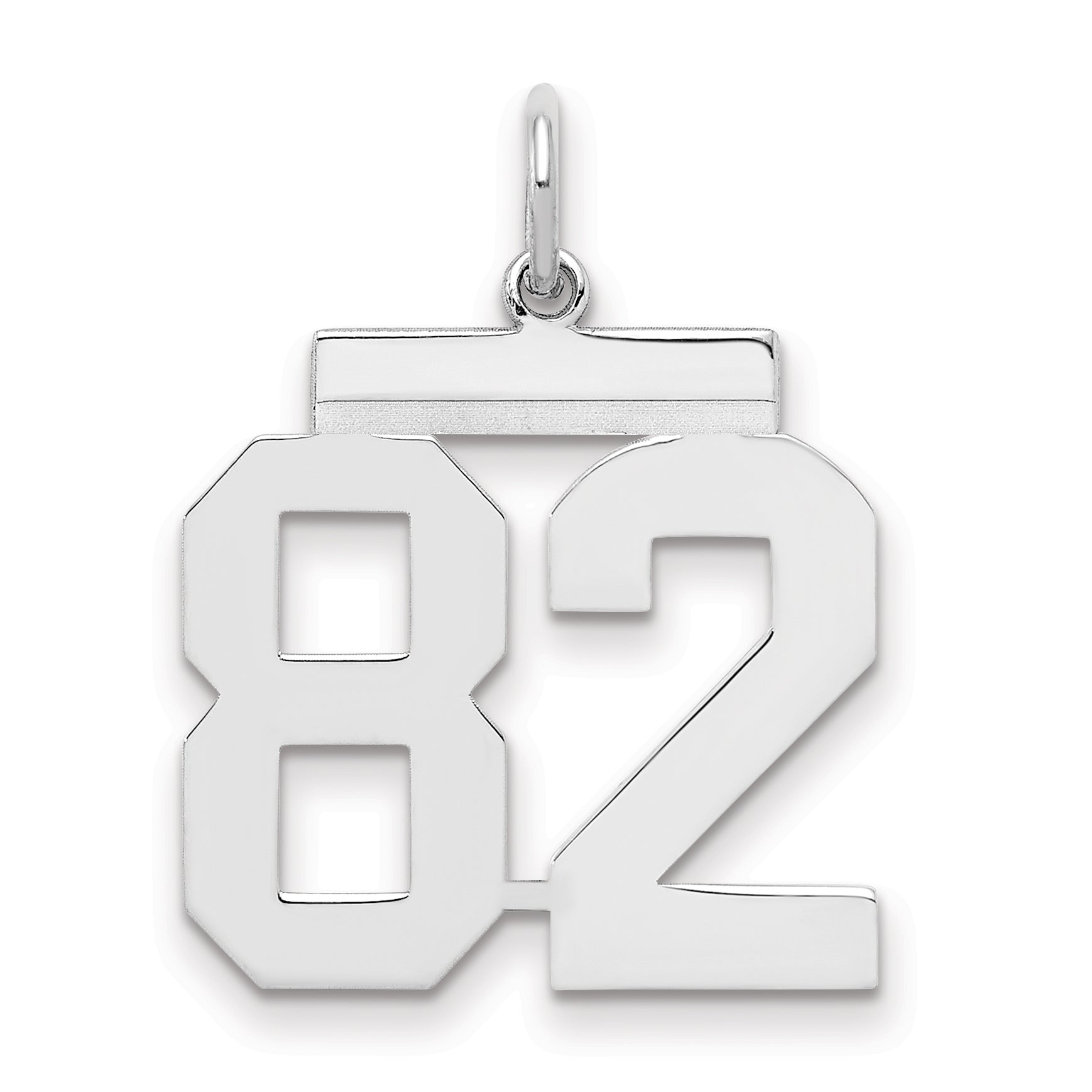 Sterling/Silver Rhodium-plated Polished Number 82 Charm