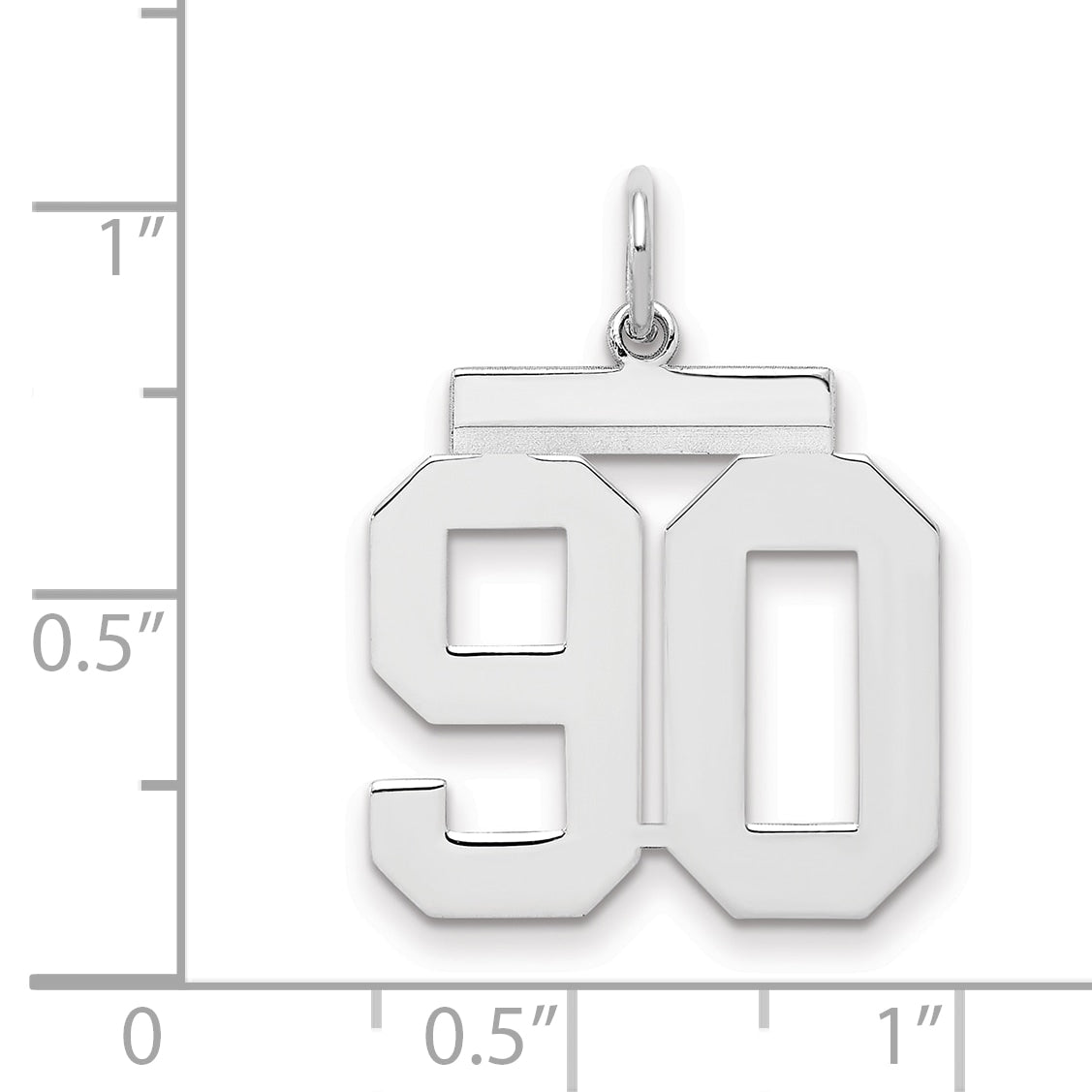 Sterling/Silver Rhodium-plated Polished Number 90 Charm