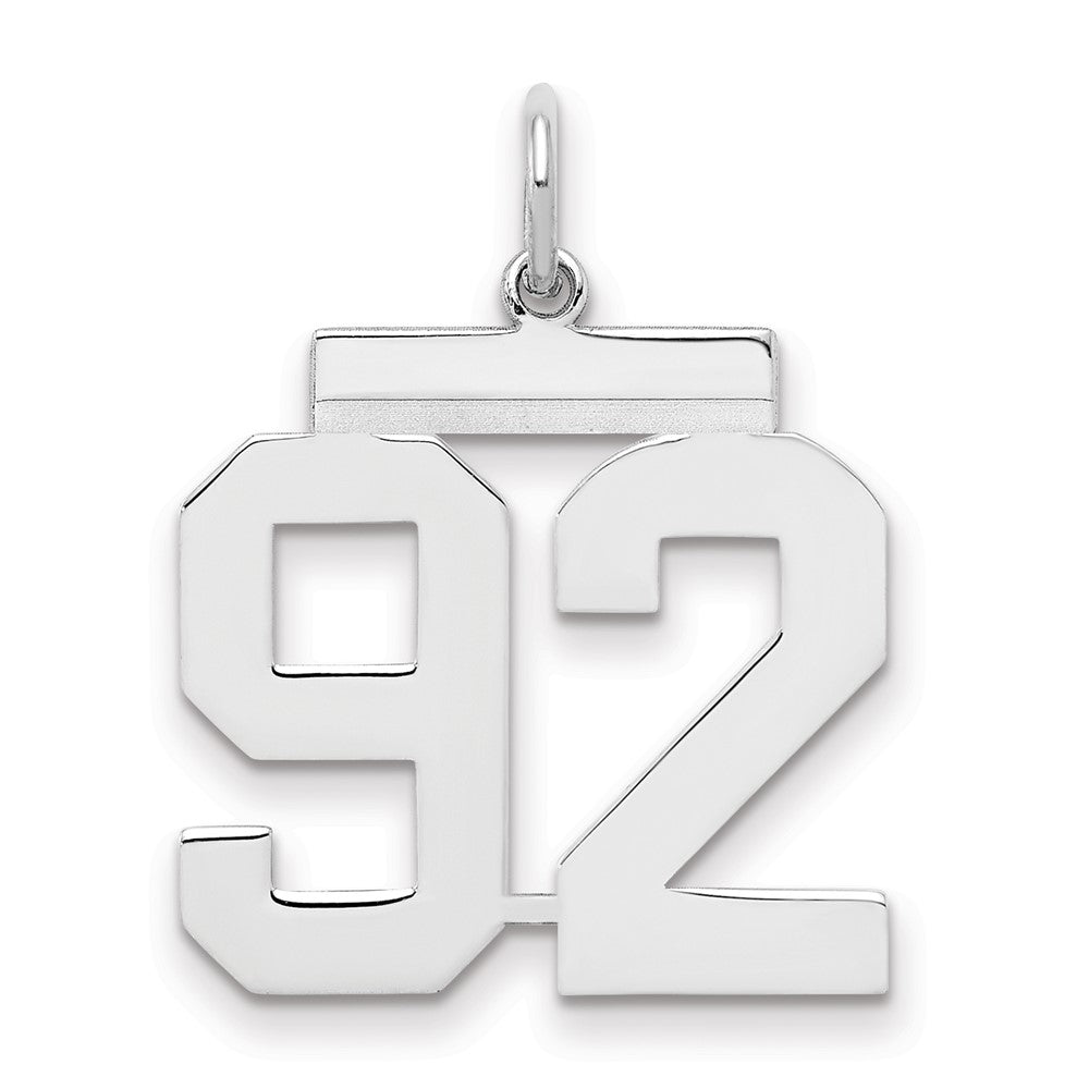Sterling/Silver Rhodium-plated Polished Number 92 Charm